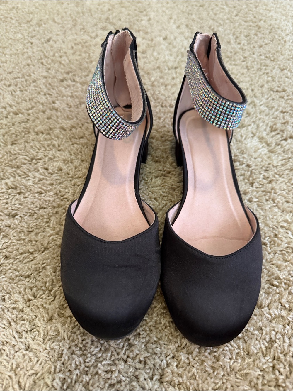 Mix No. 6 Black Kids Dress Shoes with Rhinestone Ankle Straps